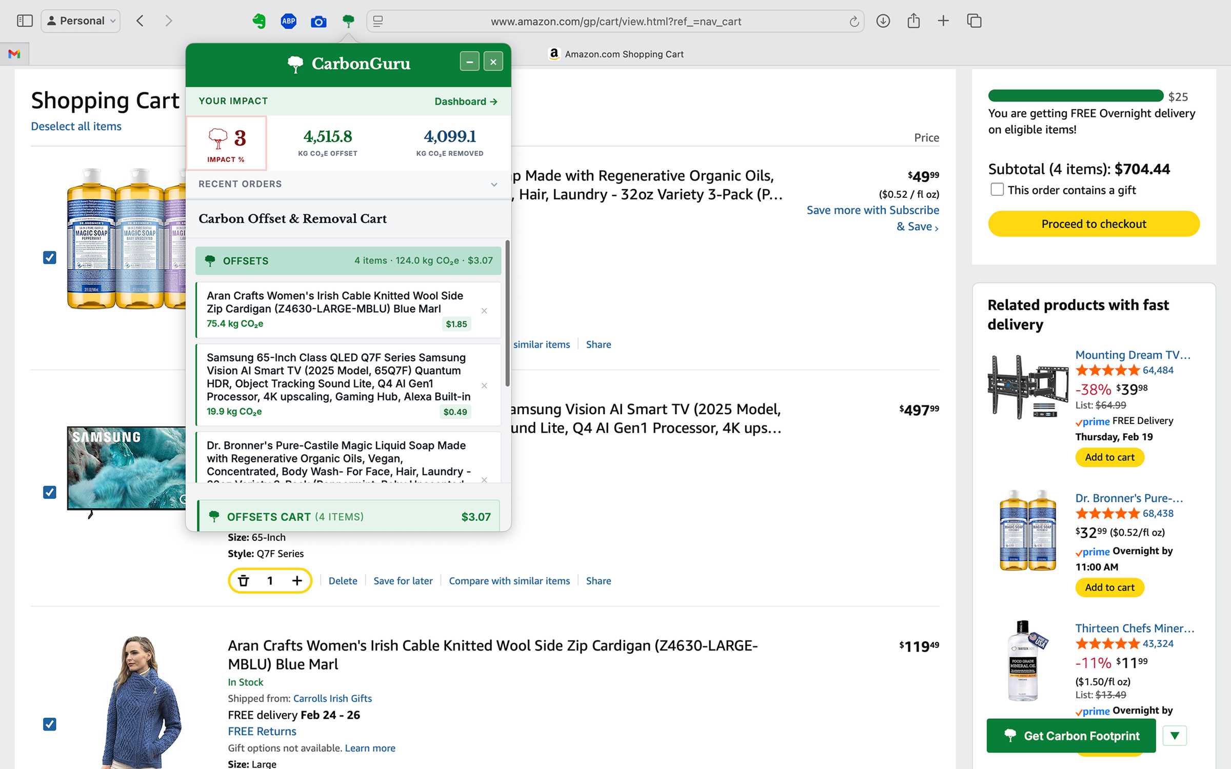 Offset action popup screenshot